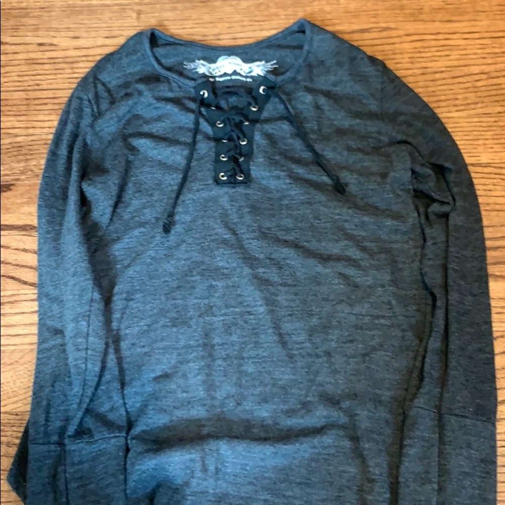 So Nikki lace up long sleeve shirt
